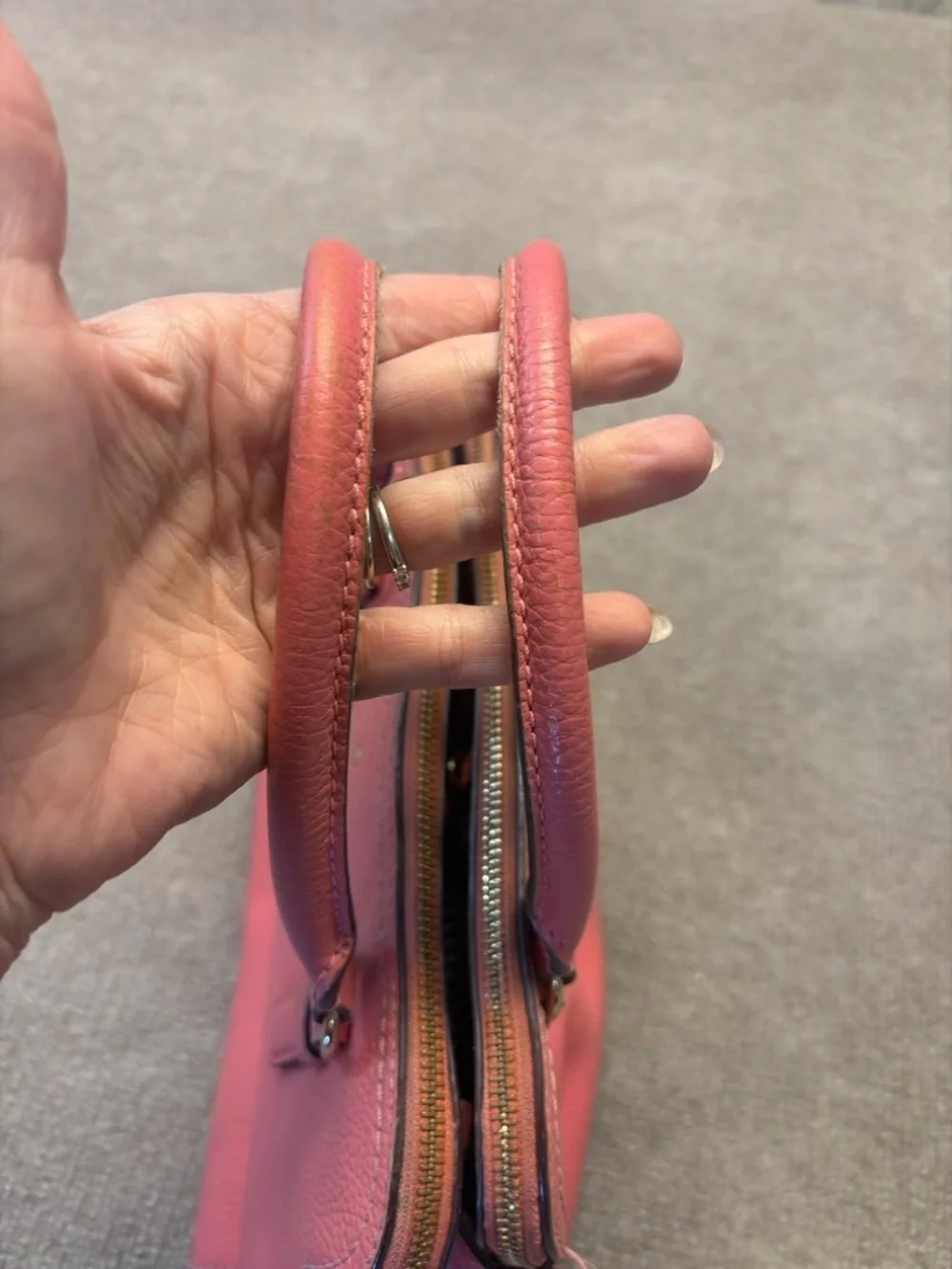 Kate Spade New York Coral Pebbled Leather Satchel Top Handle Bag